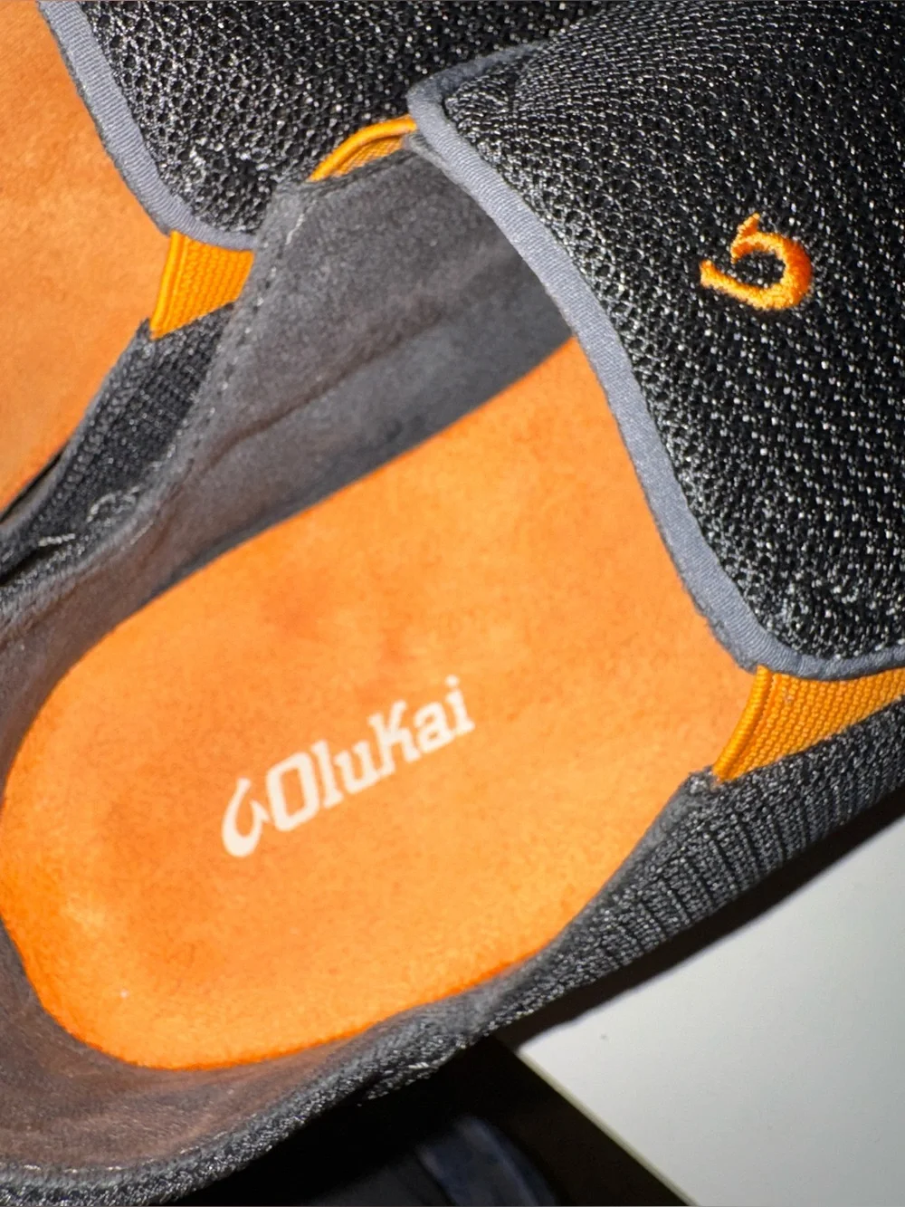 New Olukai Nohea Mesh Dark Shadow Gray Orange Slip On Shoes Loafers Mens 9.5